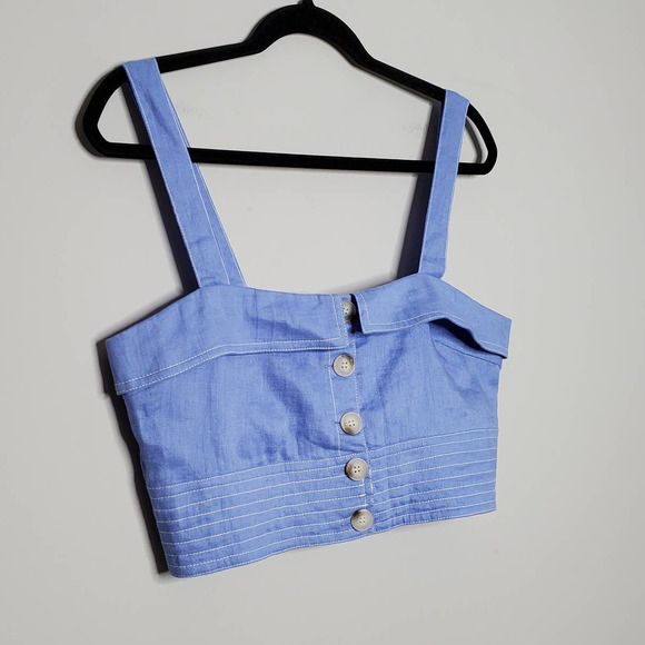 SUBOO • Blue Azure 100% Linen Crop Top NEW Sz 6 - Picture 3 of 8